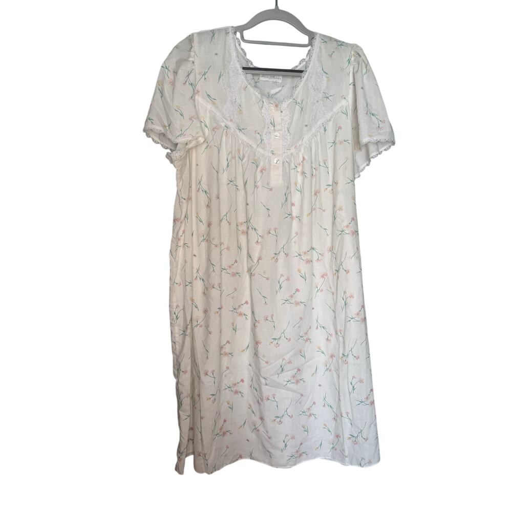 Vintage Miss Elaine floral print short sleeve nightgown